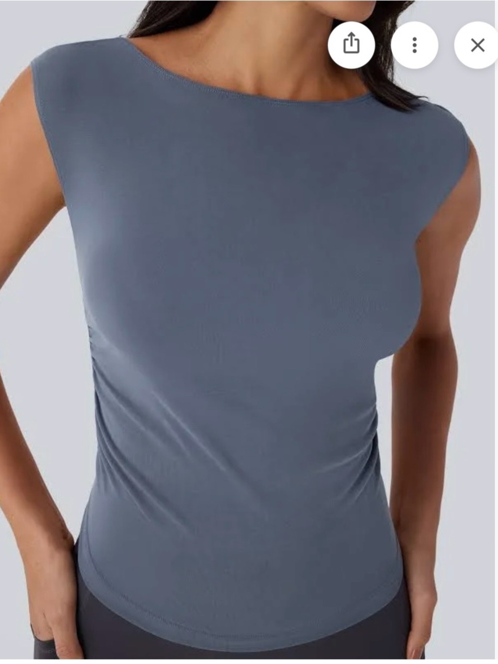 Halara Boat Neck Cap Sleeve Cut Out Yoga Top